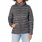 Amazon Essentials Women's Lightweight Long-Sleeve Full-Zip Water-Resistant Packable Hooded Puffer Jacket