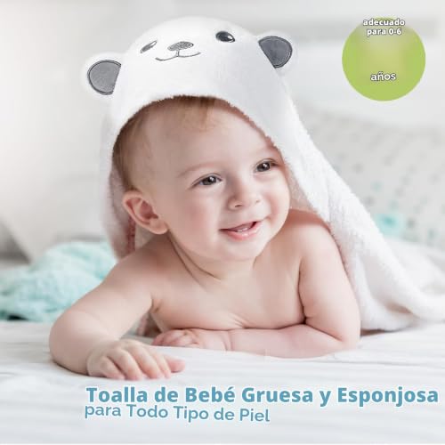 2 Peças Toalha Bebé – Toalha de Banho com Capuz para Bebé – Toalhas Bebé com Capuz de Animais 0-3 Anos – Albornoz de Banho – Presentes para Bebés Recém-Nascidos