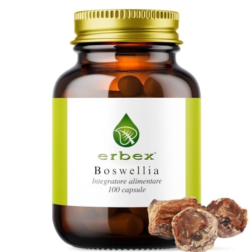 ERBEX - Integratore Puro alla Boswellia Serrata in Capsule, 100 Capsule per Articolazioni e Digestione