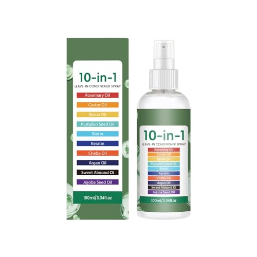 Image of 10 in 1 Leave In Conditioner Spray with Rosemary, Argan and Castor Oils, Biotin Keratin Hair Mist for Dry Damaged Hair, Leave In Conditioning Spray for Frizz Control and Shine (1PC)