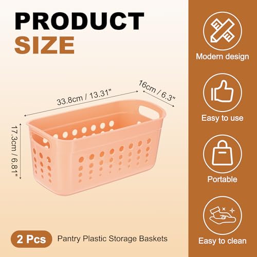 Panier de rangement empilables plastique orange 33x17x16cm lot de 2 bacs