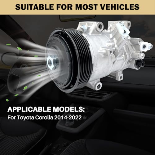 Aspligo Air Conditioner AC Compressor Fits for Toyota Corolla 1.8L 2014-2022, Corolla iM 1.8L 2017-2018, with A/C Clutch, CO29198C AC Compressor, Replaces 88310-02850, 88310-02851,110MM 6PK by Aspligo - Used condition - Image 6