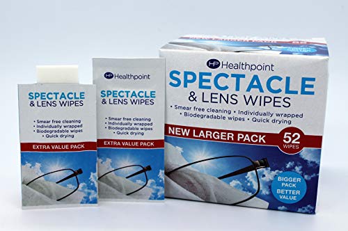 Spectacle and Lens Cleaning Wipes, Pack of 52 Wipes (Pack of 1)
