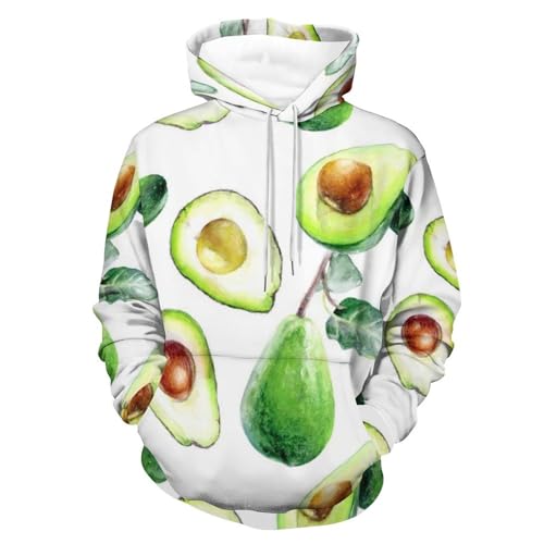 Sweat à capuche avocat vert unisexe taille S en coton doux