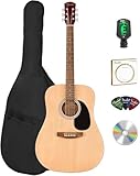 Fender Dreadnought Acoustic Guitar - Natural Bundle with Gig Bag, Tuner, Strings, Picks, and Austin Bazaar Instructional DVD