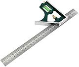 【MIT EINSTELLBAREM QUADRATISCHEM KOPF】 Besteht aus einem 300 mm Stahllineal und einem verstellbaren Vierkantkopf für genaue Messungen. Hilft Ihnen dabei, mit dem Lineal und dem Kopf genaue Winkel und Linien zu erzeugen