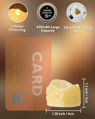 Image of Homemory 24-Pack Remote Flameless LED Battery Tea Light Candles, 400+Hrs | 2 /4 /6 /8H Timer Flickering Tealight Votives for Weddings, Halloween Pumpkins, Memorials and Christmas Villages