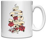 Reines Weiß Love Courage Pride Wild Roses Banner Art Bedruckte Keramikbecher Tasse