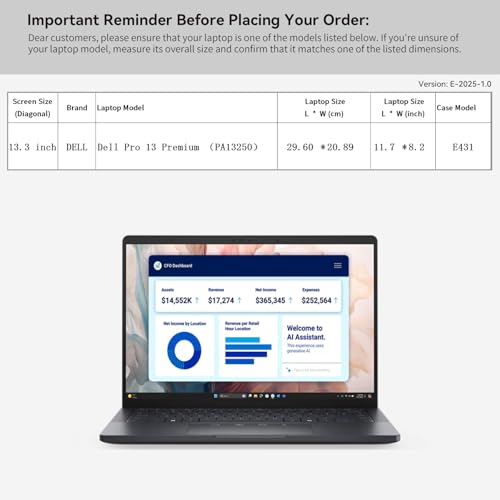 Image of Smatree 13 inch Laptop Sleeve for DELL Pro 13 Premium PA13250 | for 13 inch DELL Pro 13 Premium PA13250,Protective Case with Accessory Pocket,Patented Shockproof Design (E431)