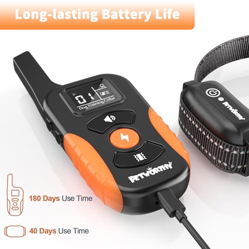 Dog Shock Collar with Remote - PETWORTHY 3300FT Dog Training Collar, IPX7 Waterproof Electric Collar with 3 Training Modes, Security Lock, Rechargeable e-Collar for All Breeds, Sizes