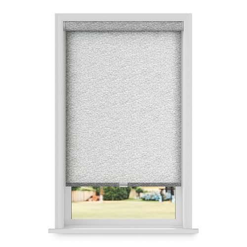 Cordless Light Filtering Roller Shade for Windows - 30" W x 72" L - Medium Gray, Over 2,000 Custom Sizes Starting at $29.97, Woven Fabric, Seamless Free-Stop Push & Pull Blinds by Lumino