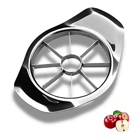 Stainless Steel Grip Handle Apple Slicer Corer Handheld Apple Pear Fruit Easy Slicer Peeler Fruit Cutter Divider (1 x Silver Stainless Steel Apple Slicer) Cover