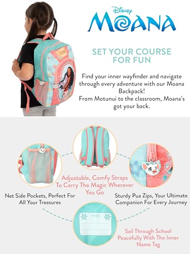 Disney Moana Mochila para meninas | Mochila escolar para meninas | Azul tamanho único, Azul, One Siz