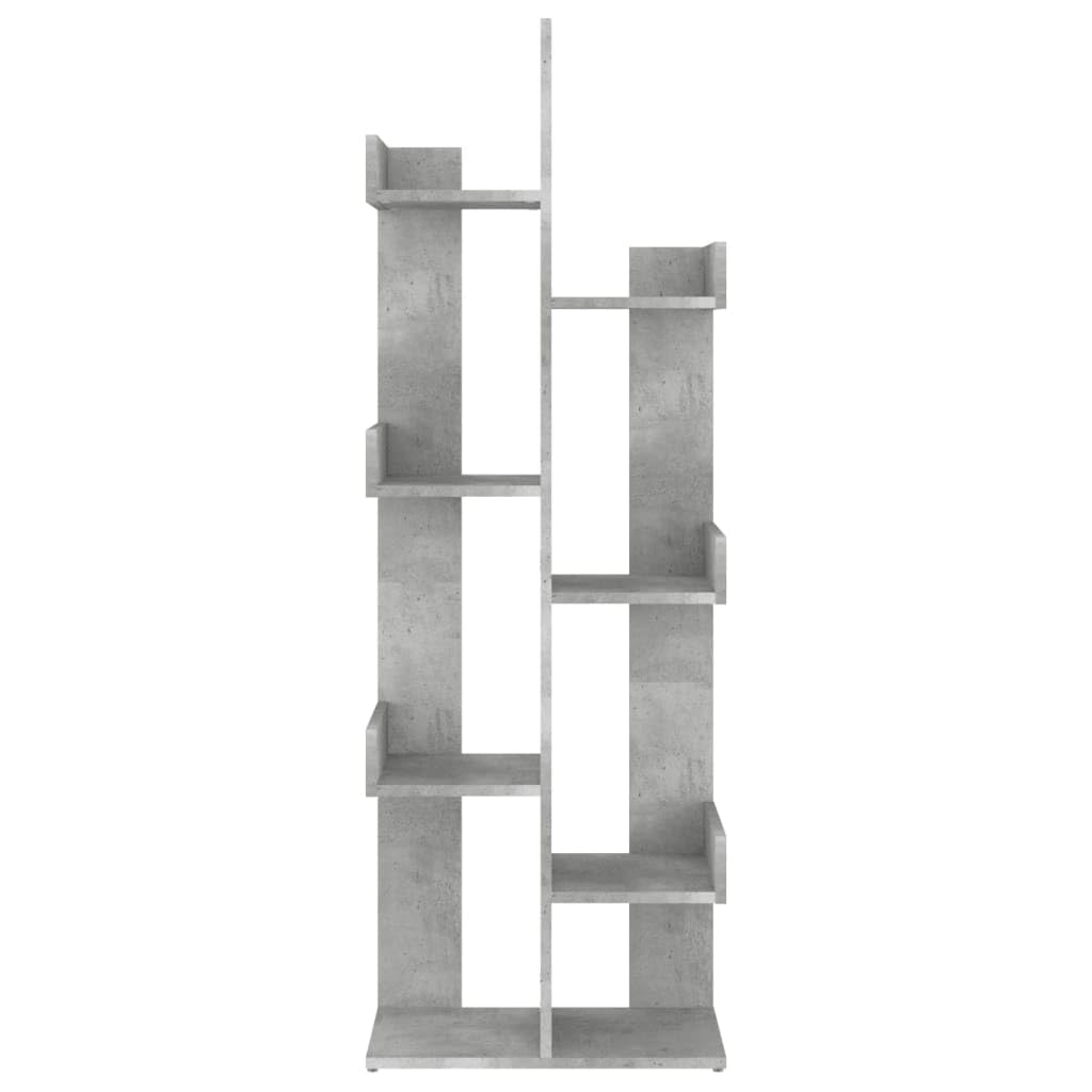 Libreria in legno grigio cemento, 48 x 25,5 x 140 cm, divisorio per soggiorno, ufficio, cameretta dei bambini, con 8 scomparti, stabile scaffale