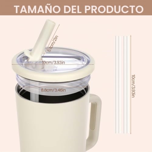 Miniatura 2 de Pavlleen 2 Tapas De Repuesto Para Vasos De 40 Oz, Reutilizables, A Prueba De Fugas Y A Prueba De Polvo, Con Pajitas, Para Accesorios Stanley Cup Tapa De Repuesto Blanco