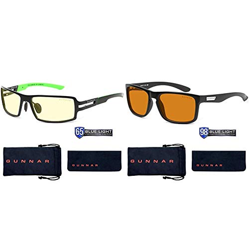 Gunnar Gaming Glasses, Blue Mild Blocking Glasses, Razer RPG/Onyx, 65% Blue Mild Safety, 100% UV & Gaming Glasses, Blue Mild Blocking Glasses, Intercept/Onyx, 98% Blue Mild Safety, 100% UV