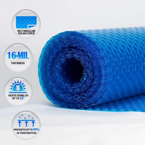 Round 6FT Thermal Solar Blanket for Swimming Pool Heavy Duty 16 Mil Floating Spa Blanket and Trimmable Hot Tub Bubble Insulating Cover for Hot Tubs Inground Pools Insulating Solar Heating, Blue