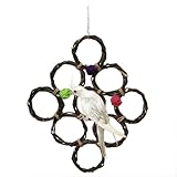 Bird Climbing Net Natural Wooven Chewing Toy Parrot Swing Hanging Toy for Parakeet Cockatiel Cockatoo Conure African Grey Macaw (with Rattan)