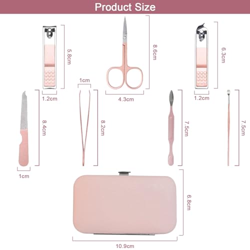 WOXVM Premium Manicure Set, 7 in 1 Professional Nail Clippers Scissors Pedicure Kit, Stainless Steel Cuticle Nail Care Tools with Luxurious Travel Case, Portable Manicure Grooming Kit