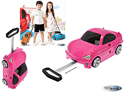 Preisvergleich Produktbild Kinderkoffer Pink Kinder Auto Trolley Hartschalenkoffer Kindergepäck Kindertrolley Beachkoffer