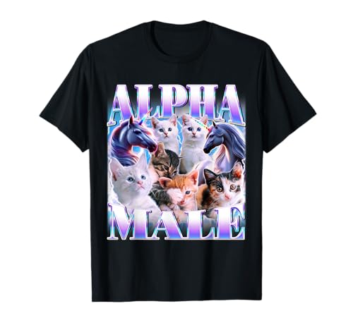 Alpha Male Unicorn Cute Cat Funny Ironic Meme Graphic T-Shirt