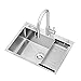 ZXMDP Zlewozmywaki kuchenne ze stali nierdzewnej, 25,4 cm głęboko ręcznie robiony na dole fartuch kuchenny zlew gospodarstwo zlew, fartuch zlew pojedyncza miska umywalki z zestawem 7 akcesoriów
