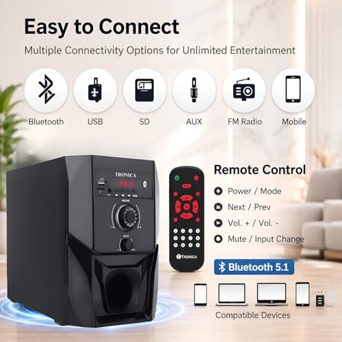 Image of TRONICA Super King 5.1 40Watt |Bluetooth Home Theater System |Multimedia Speaker with Subwoofer| Deep Bass Sound System for TV, Laptop & Phone | Movies & Gaming | USB, FM, AUX & Remote Control