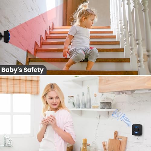 image for COTINSE Wireless Motion Sensor LED Light - Motion Detector Alarm Chime