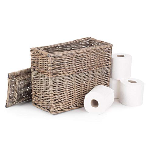 Katie Jane HOME Antique Wash Wicker Toilet Loo Roll Basket Holder Tidy Storage