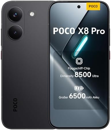 XIAOMI Poco X8 Pro 12+512GB, Unlocked, Dimensity 8500-Ultra, 6500mAh, 50MP Sony IMX882 OIS, AMOLED, Schwarz, 3J Garantie