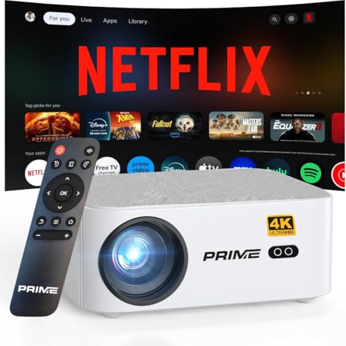Image of VividBeam 4K QLED Ultra HD Smart Android Projector | 16,000 Lumens | Auto AI Focus & Keystone | Home Theatre Projector with WiFi, Bluetooth, HDMI | OTT Apps | 1 Year Warranty