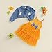 Baby Girl Halloween Outfits Tulle Dress Sleeveless And Long Sleeve Denim Jacket Baby Girl Clothes Set (Lemon Yellow Halloween, 18-24 Months)