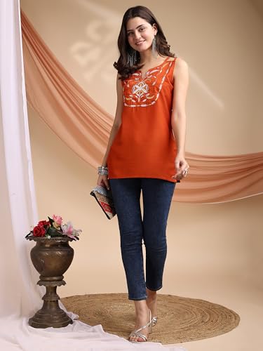 Image of EthnicJunction Women's Bottle Green Cotton Silk Yoke Embroidery Shoulder Strpe Straight Short Kurti | Regular Fit Kurti |Navratri speical Kurti