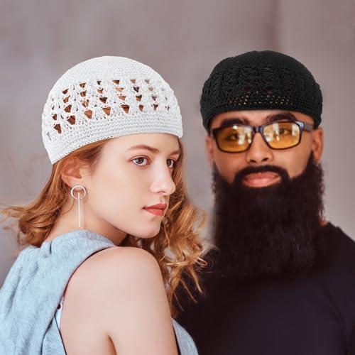 Image of Boyiee Kufi Hat for Men Muslim Knit Kufi Cap Crochet Beanie Skull Beanie African Hat for Men Women