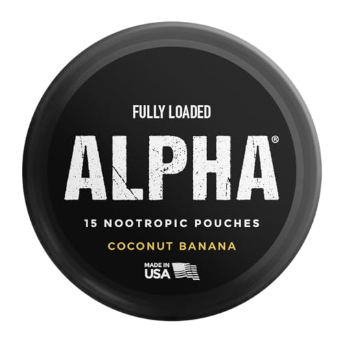 Image of Fully Loaded Alpha Nootropic Pouches (Coconut Banana) - 5 Cans - 15 Pouches per can - Effective Nootropic Delivery, Nic Pouch Replacement - Faster Absorption, Alpha GPC, L-Tyrosine, GABA