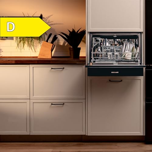 Cecotec Lavavajillas Compacto Semi Integrable 6 Cubiertos Bolero Aguazero 2500 S-BI Black Glass. 1380W, Acabado Cristal negro, Bajo Consumo, 5 Programas, Panel Táctil, Comienzo Diferido - imagen 7