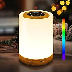 Lamparas Noche Conforama REYLAX Lampara Noche LED, Lamparas de Mesita de Noche Tactil Regulable, 12 RGB Colores, USB C Recargable, Lampara Mesita Noche con Temporizador, Luz Nocturna para Regalar a Infantil, Bebe y Amigos