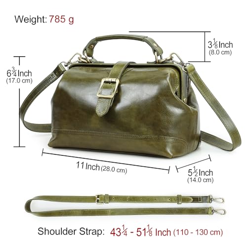 Image of CONTACTS Full Grain Leather Doctor Purse Bag for Women Top Handle Bag Vintage Handbag Shoulder Bag