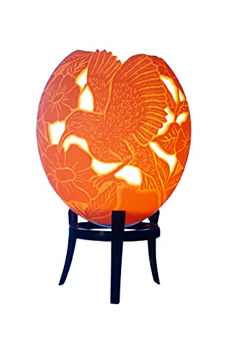 Hummingbird flower carved ostrich egg tea light