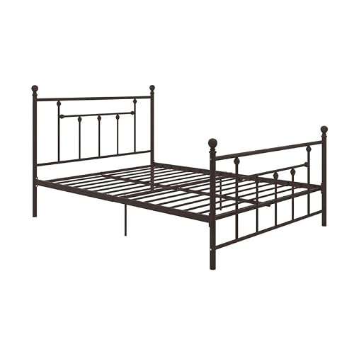 Dhp Manila Metal Bed With Round Finial Post Headboard And Footboard, Adjustable Base Height For Underbed Storage, No Box Spring Needed, Full, Bronze #TOP22