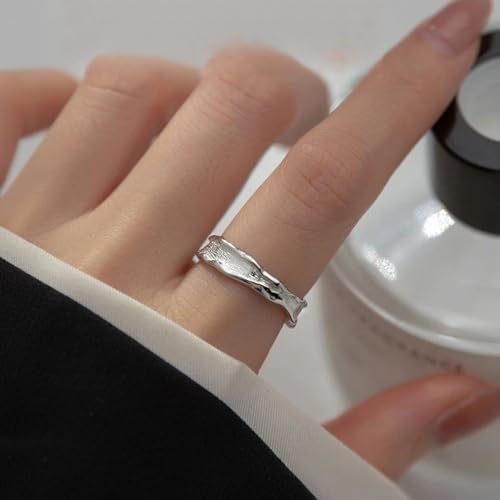 Bague en argent fin géométrique ajustable pour femme