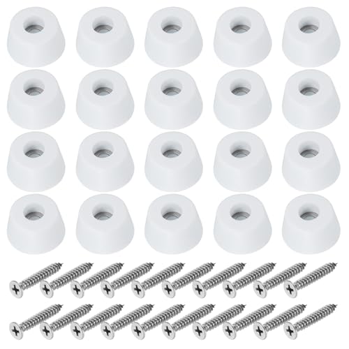 PATIKIL ゴム足 20セット 0.94"x0.51" パッド ステンレススチールワッシャーとネジ付き キッチン家電や家具用 ホワイト