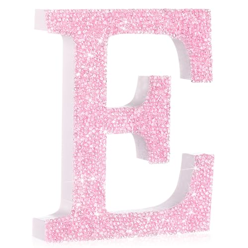 12'' Pink Rhinestone Bling Letters Glitter Crushed Diamond Decor,Letter E