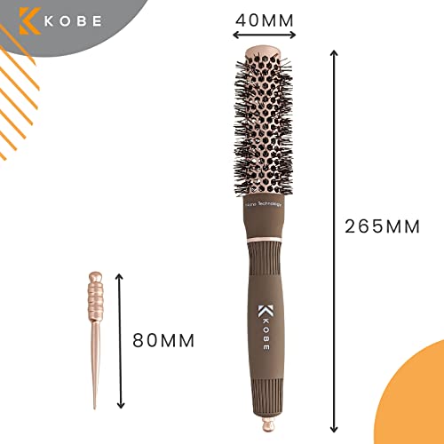 Kobe Professional Heat-Retaining Ceramic & Ionic Round Hair Brush for Blow Drying - With Nanotechnology - 25mm Barrel Brush - Blow Dry Hair Brush,Curling Brush-For Styling, Straightening & Detangling - Image 4