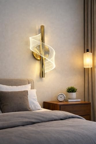Image of Modern Spiral Design 3 Different Color Mode Changing (Wh /WW /NW) Energy Saving Led Wall Lamp for Bedroom, Living Room, Restaurants, Dining, Coffee Shop,Home Etc