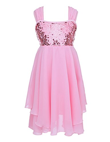 Preisvergleich Produktbild TiaoBug Mädchen Ballettkleid Ballettkleidung Kinder Ballettanzug Pailletten Ballett Trikot Tanzkleider 92 104 116 128 140 Rosa 92