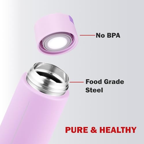 Image of CELLO Duke Insulated Stainless Steel Flask 365ml, Light Purple | Double Wall Insulated 24 Hours Hot and Cold Thermos Thermosteel Flask Water Bottle for School Gym Hiking Trekking Travel & Office Use