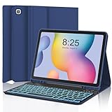 Keyboard Case for Samsung Galaxy Tab S6 Lite 10.4” 2024/2022/2020, Backlit Detachable Bluetooth Keyboard, Smart Folio Cover with S Pen Holder for Tablet S6 Lite SM-P620/P625/P610/P613/P615/P619, Navy