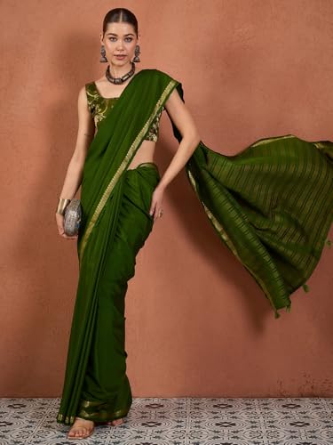 Image of AKHILAM Women's Kanjivaram Woven Soft Silk Saree With Blouse Piece