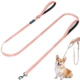 PuppyDoggy Dog Leash for Small to Medium Dogs 6 ft x 0.6' with 3 Reflective Stitching and 2 Traffic Padded Handles Dog Lead/Rope, Pet Leash for Running Walking Training (Pink 1 Pack - 6 ft x 0.6 in)